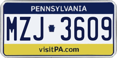 PA license plate MZJ3609