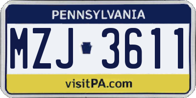 PA license plate MZJ3611