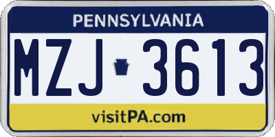 PA license plate MZJ3613