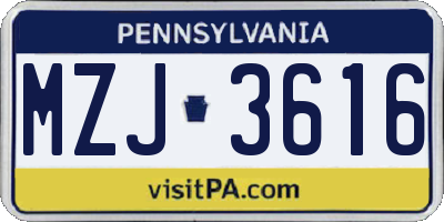 PA license plate MZJ3616