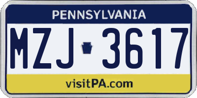 PA license plate MZJ3617