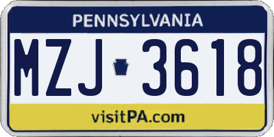 PA license plate MZJ3618