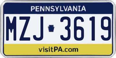 PA license plate MZJ3619