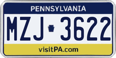 PA license plate MZJ3622