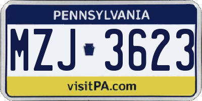 PA license plate MZJ3623