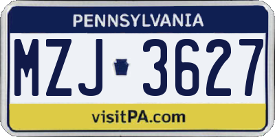 PA license plate MZJ3627