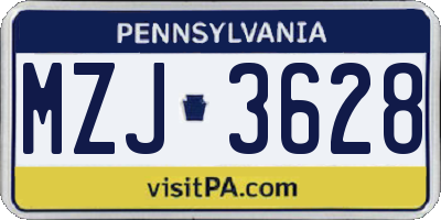 PA license plate MZJ3628
