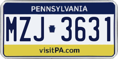 PA license plate MZJ3631