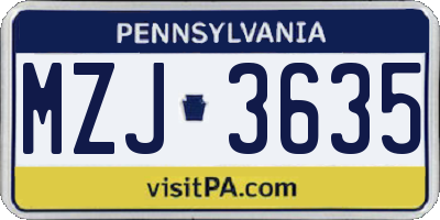 PA license plate MZJ3635