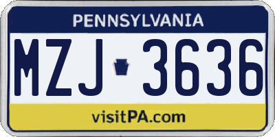 PA license plate MZJ3636