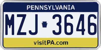 PA license plate MZJ3646