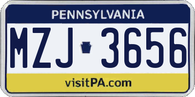 PA license plate MZJ3656