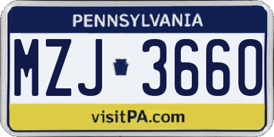 PA license plate MZJ3660