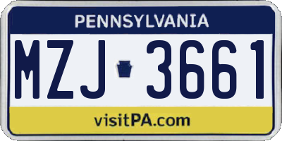 PA license plate MZJ3661