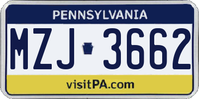 PA license plate MZJ3662