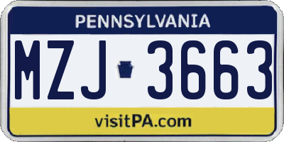 PA license plate MZJ3663