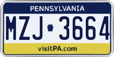 PA license plate MZJ3664