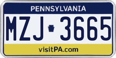 PA license plate MZJ3665