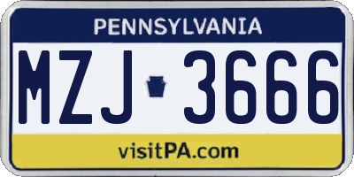 PA license plate MZJ3666