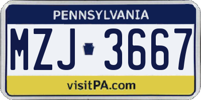 PA license plate MZJ3667