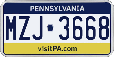 PA license plate MZJ3668