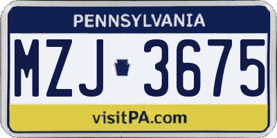 PA license plate MZJ3675
