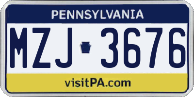 PA license plate MZJ3676