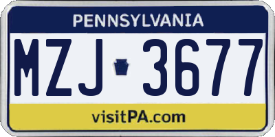 PA license plate MZJ3677