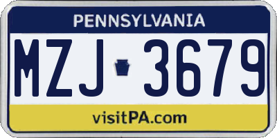 PA license plate MZJ3679