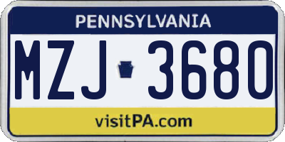PA license plate MZJ3680