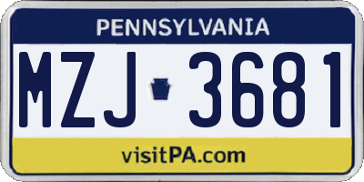 PA license plate MZJ3681