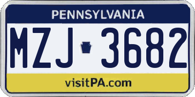 PA license plate MZJ3682