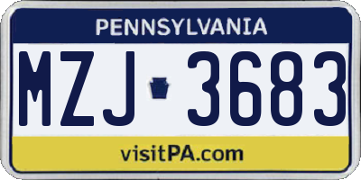 PA license plate MZJ3683