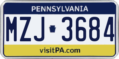 PA license plate MZJ3684