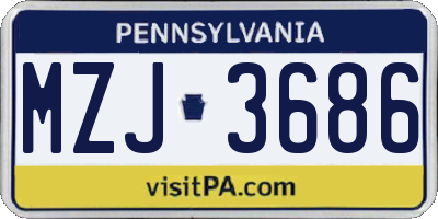 PA license plate MZJ3686