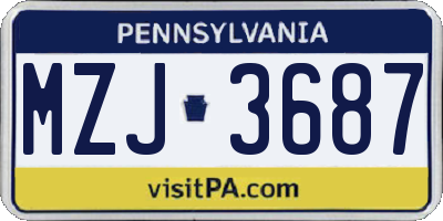 PA license plate MZJ3687