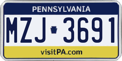 PA license plate MZJ3691