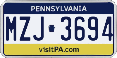 PA license plate MZJ3694
