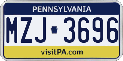 PA license plate MZJ3696