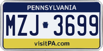 PA license plate MZJ3699