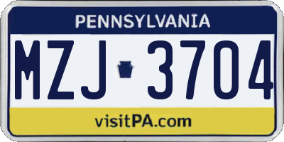 PA license plate MZJ3704