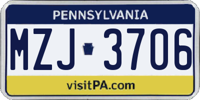 PA license plate MZJ3706