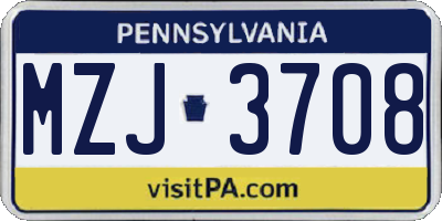 PA license plate MZJ3708
