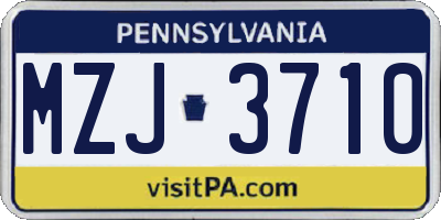 PA license plate MZJ3710