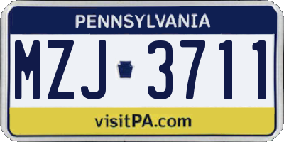 PA license plate MZJ3711