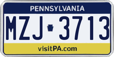 PA license plate MZJ3713