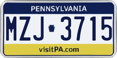 PA license plate MZJ3715