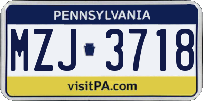 PA license plate MZJ3718