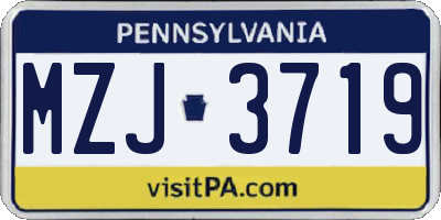 PA license plate MZJ3719