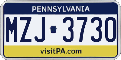 PA license plate MZJ3730